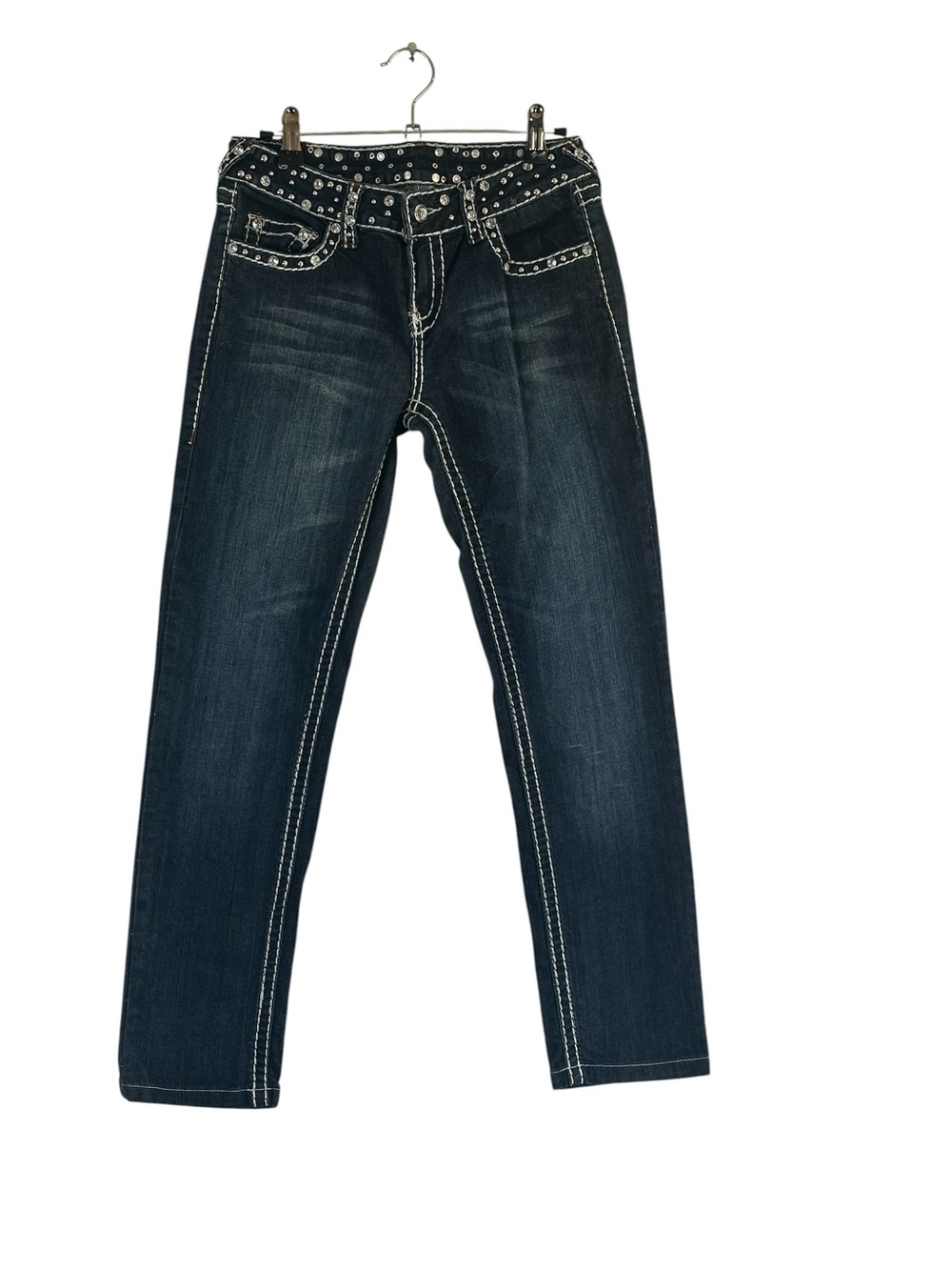Miss Chic Jeans Studded Y2K Dark Wash Bootcut Jeans Juniors Size 7